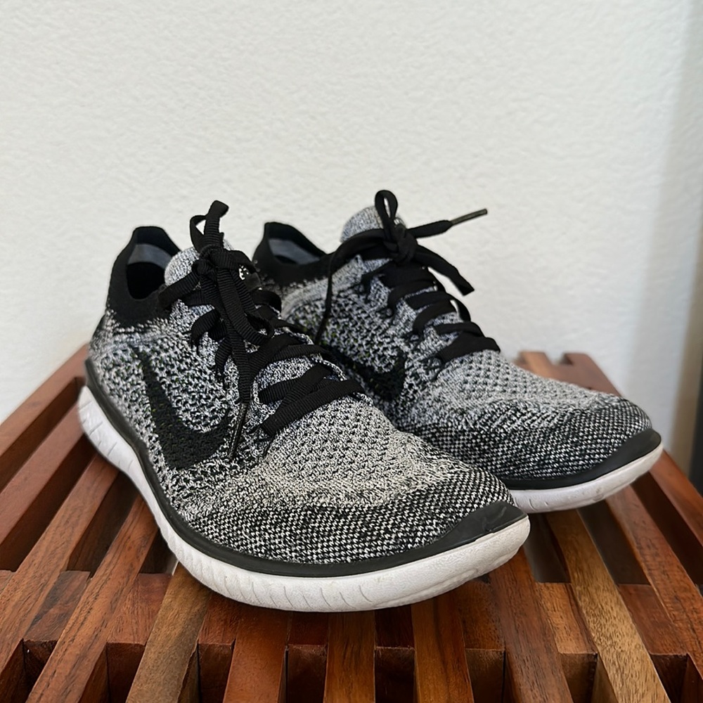 🔅Nike Free RN Flyknit 2018 Women’s Running Shoes Size 8 Black Oreo